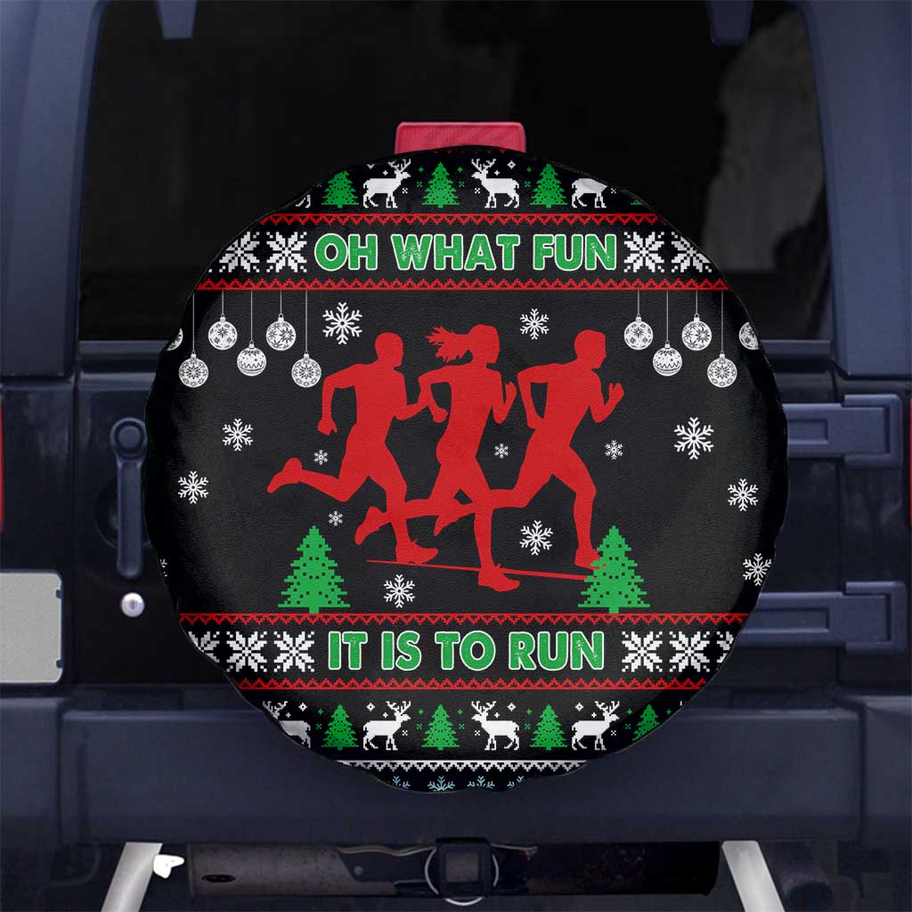 Running Oh What Fun Christmas Spare Tire Cover Xmas Holiday Patterns - Wonder Print Shop