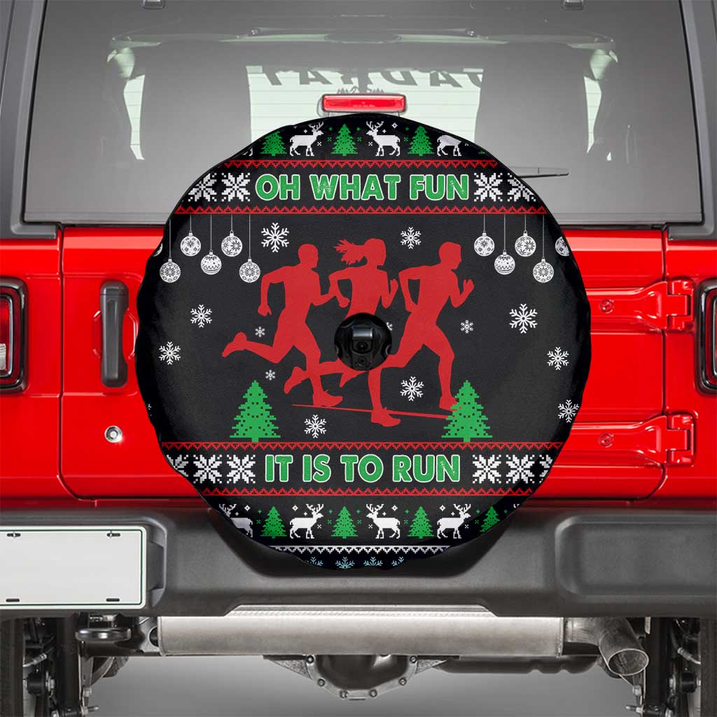 Running Oh What Fun Christmas Spare Tire Cover Xmas Holiday Patterns - Wonder Print Shop