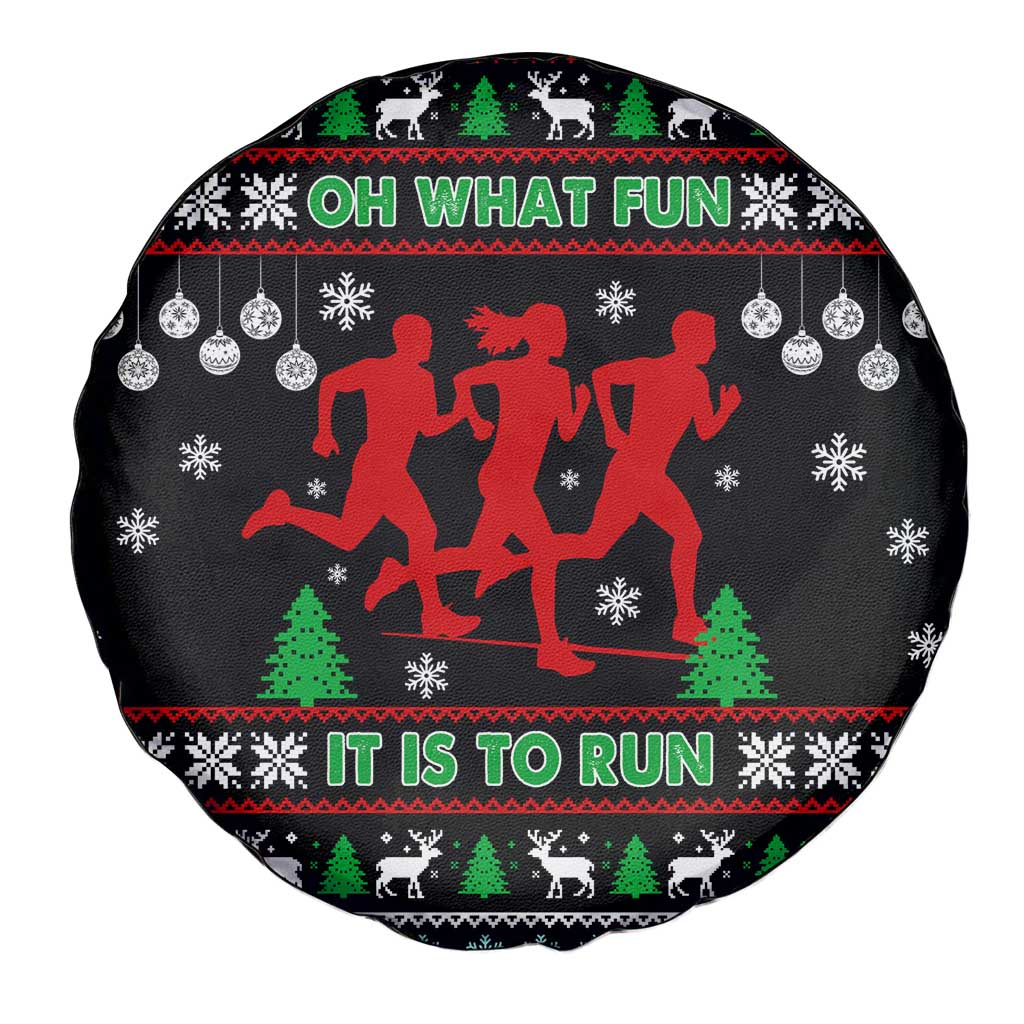 Running Oh What Fun Christmas Spare Tire Cover Xmas Holiday Patterns - Wonder Print Shop