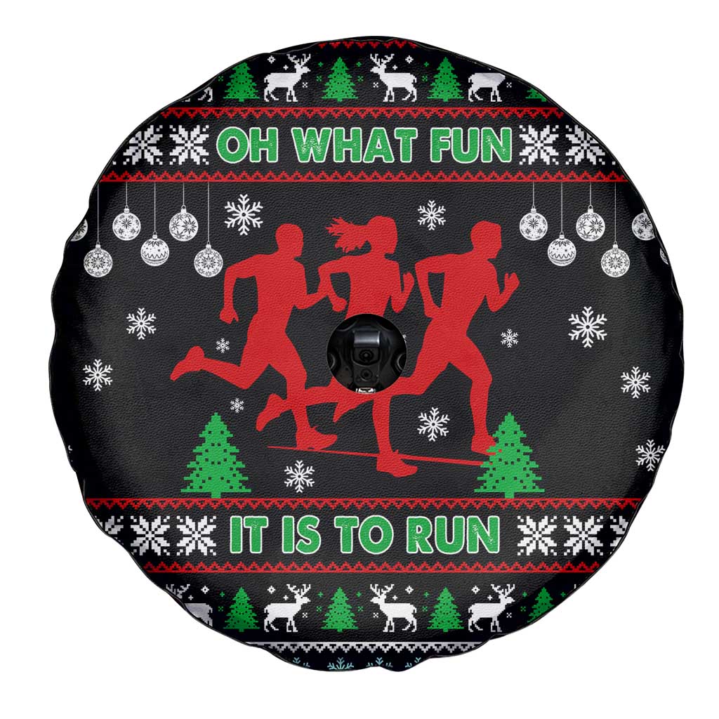 Running Oh What Fun Christmas Spare Tire Cover Xmas Holiday Patterns - Wonder Print Shop