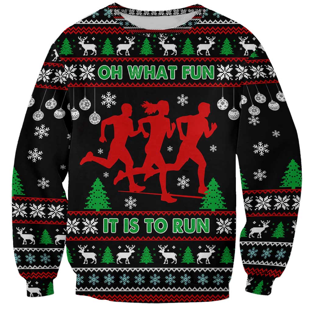 Running Oh What Fun Christmas Sweatshirt Xmas Holiday Patterns - Wonder Print Shop
