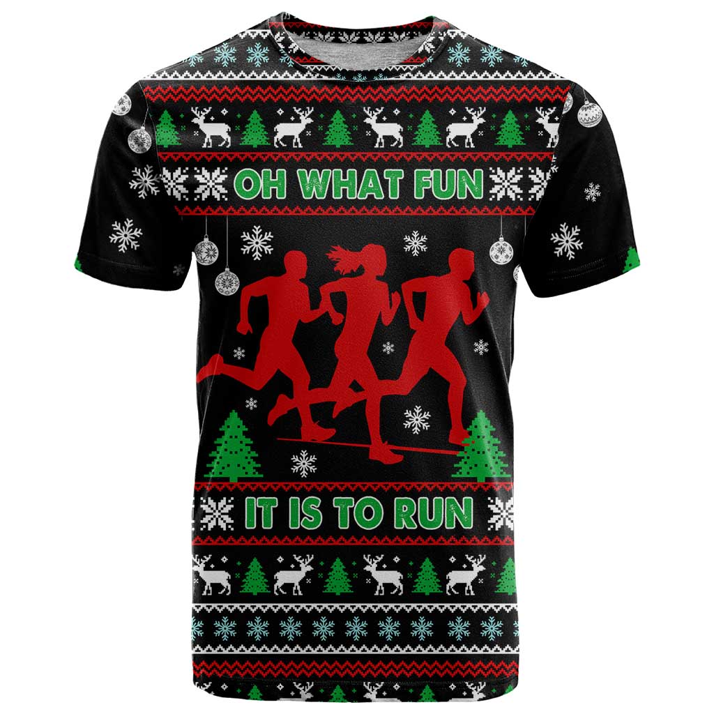 Running Oh What Fun Christmas T Shirt Xmas Holiday Patterns - Wonder Print Shop