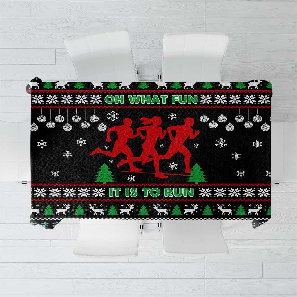 Running Oh What Fun Christmas Tablecloth Xmas Holiday Patterns - Wonder Print Shop