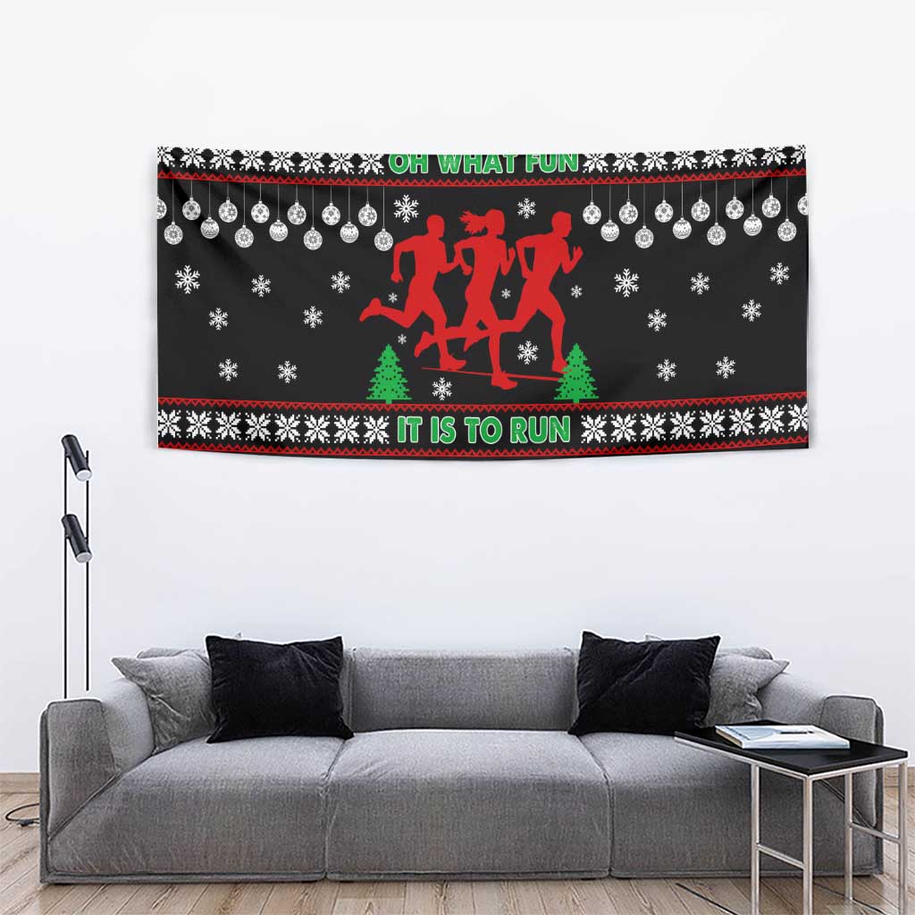 Running Oh What Fun Christmas Tapestry Xmas Holiday Patterns - Wonder Print Shop