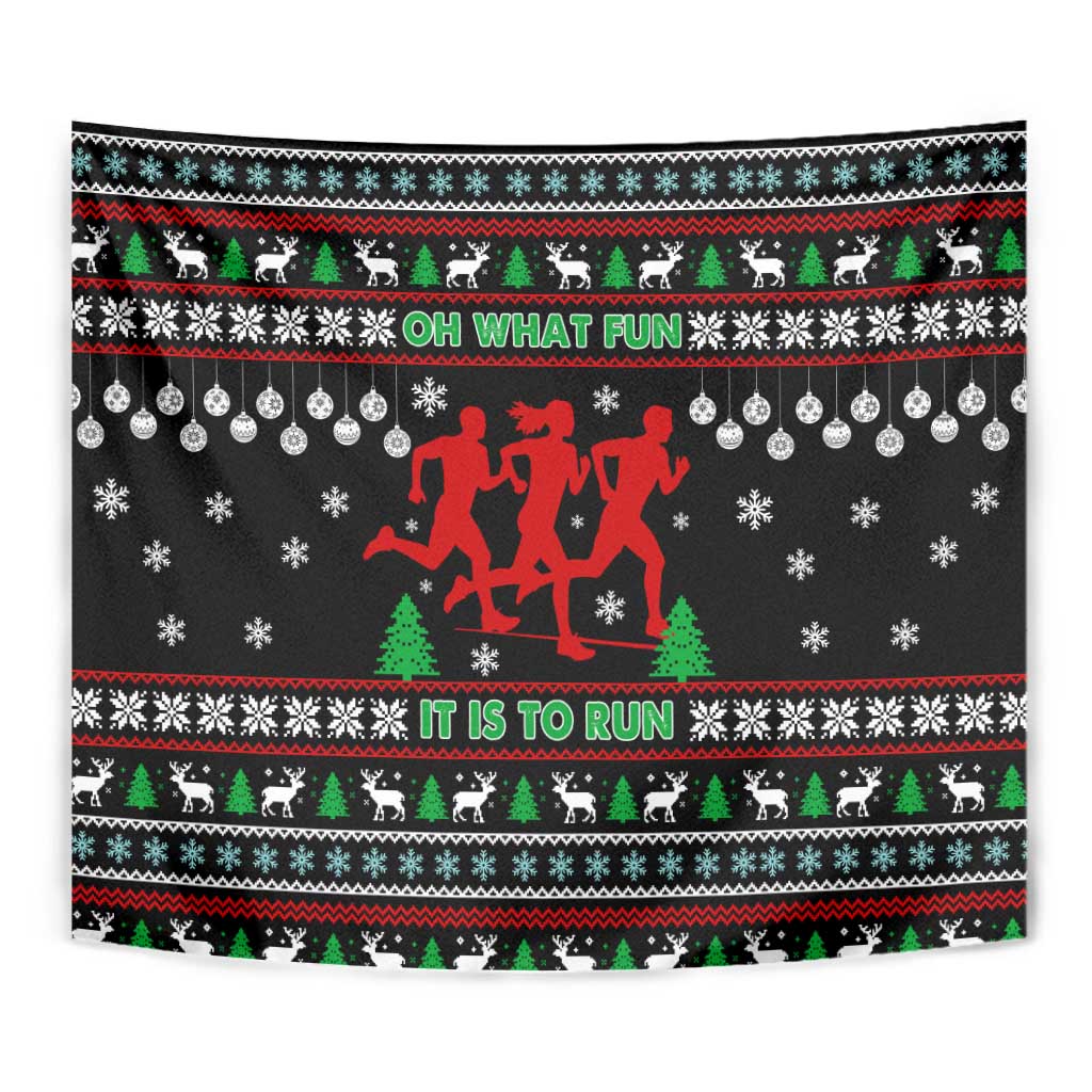 Running Oh What Fun Christmas Tapestry Xmas Holiday Patterns - Wonder Print Shop