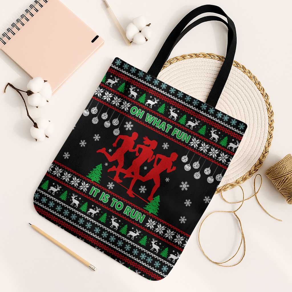 Running Oh What Fun Christmas Tote Bag Xmas Holiday Patterns - Wonder Print Shop
