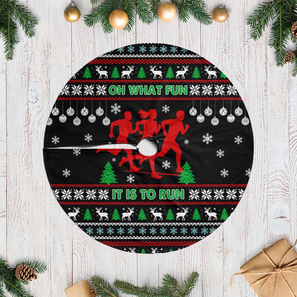 Running Oh What Fun Christmas Tree Skirt Xmas Holiday Patterns - Wonder Print Shop