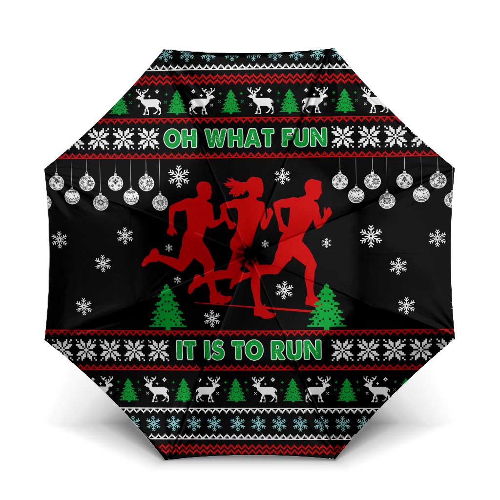 Running Oh What Fun Christmas Umbrella Xmas Holiday Patterns - Wonder Print Shop