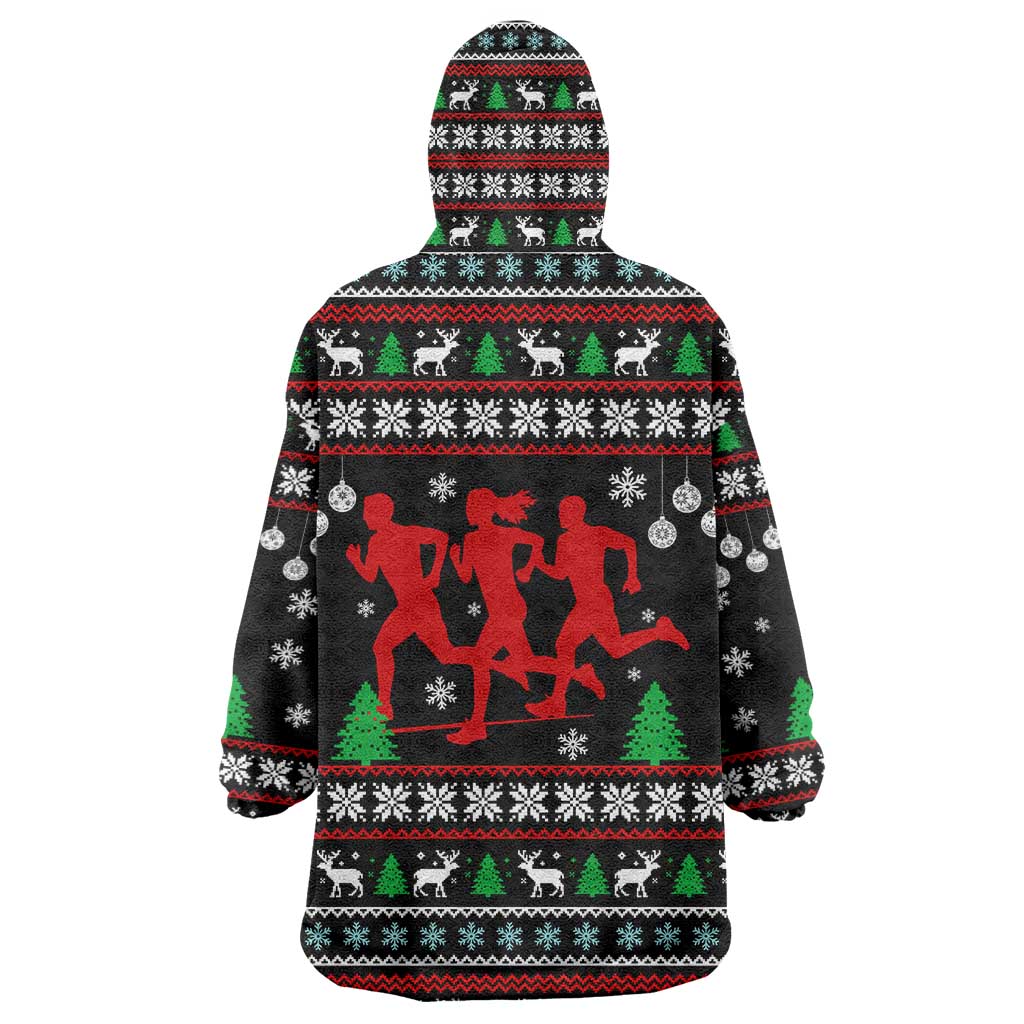 Running Oh What Fun Christmas Wearable Blanket Hoodie Xmas Holiday Patterns - Wonder Print Shop