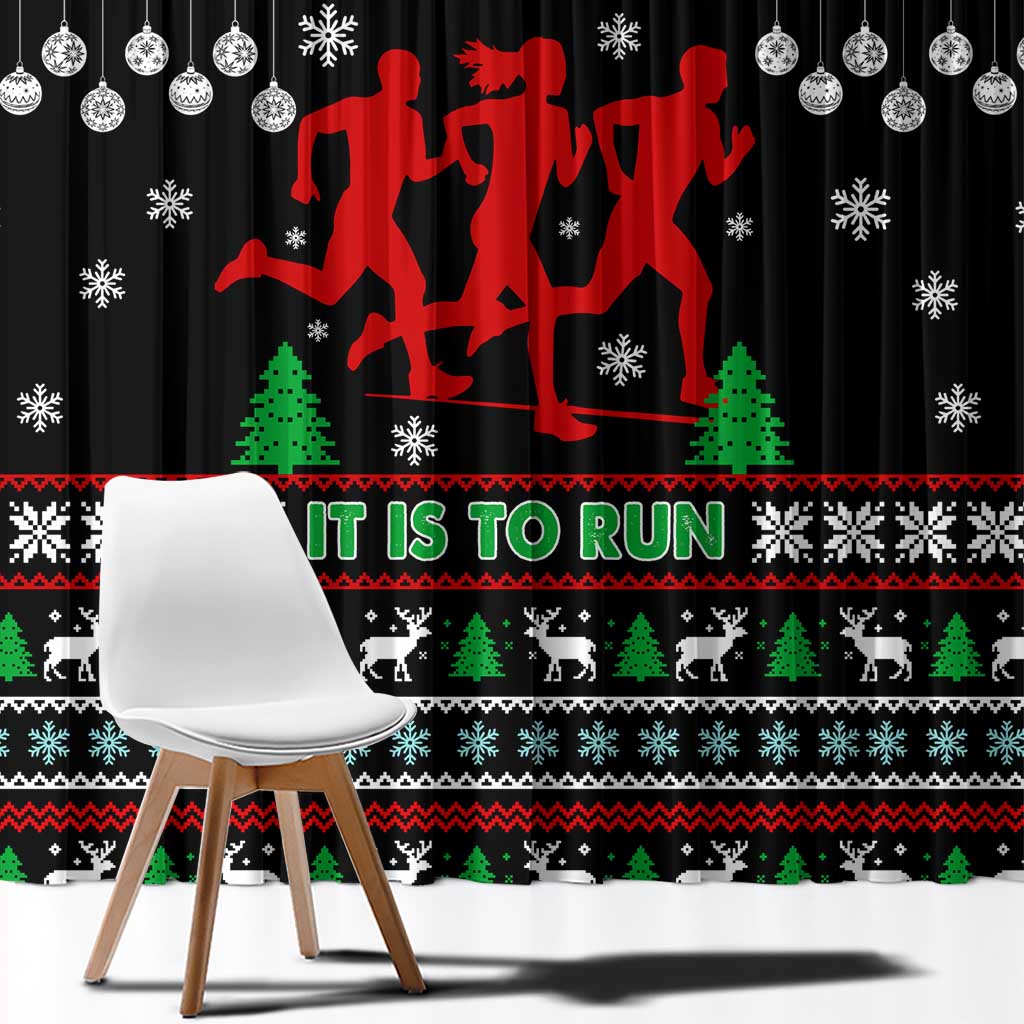 Running Oh What Fun Christmas Window Curtain Xmas Holiday Patterns - Wonder Print Shop