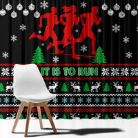 Running Oh What Fun Christmas Window Curtain Xmas Holiday Patterns - Wonder Print Shop