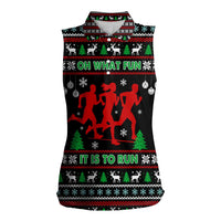 Running Oh What Fun Christmas Women Sleeveless Polo Shirt Xmas Holiday Patterns - Wonder Print Shop