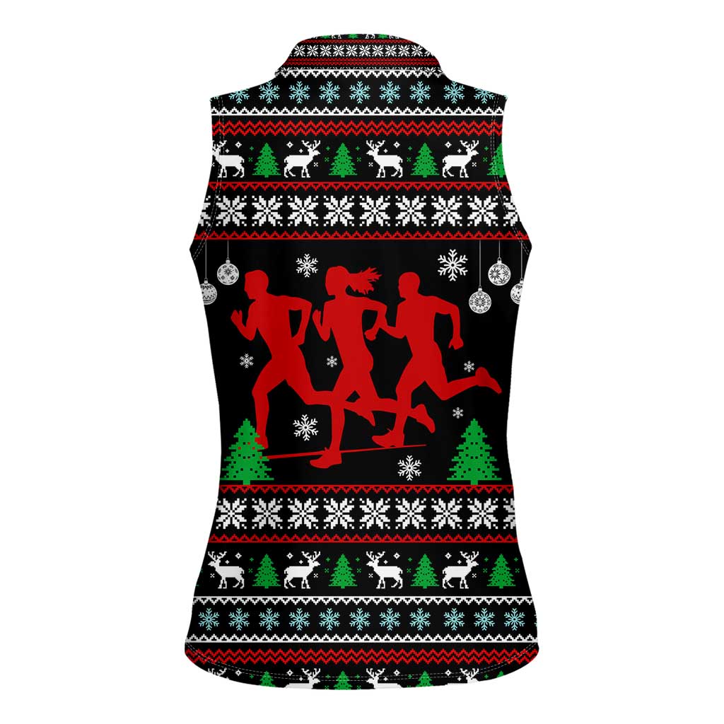 Running Oh What Fun Christmas Women Sleeveless Polo Shirt Xmas Holiday Patterns - Wonder Print Shop