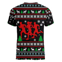 Running Oh What Fun Christmas Women V-Neck T-Shirt Xmas Holiday Patterns - Wonder Print Shop