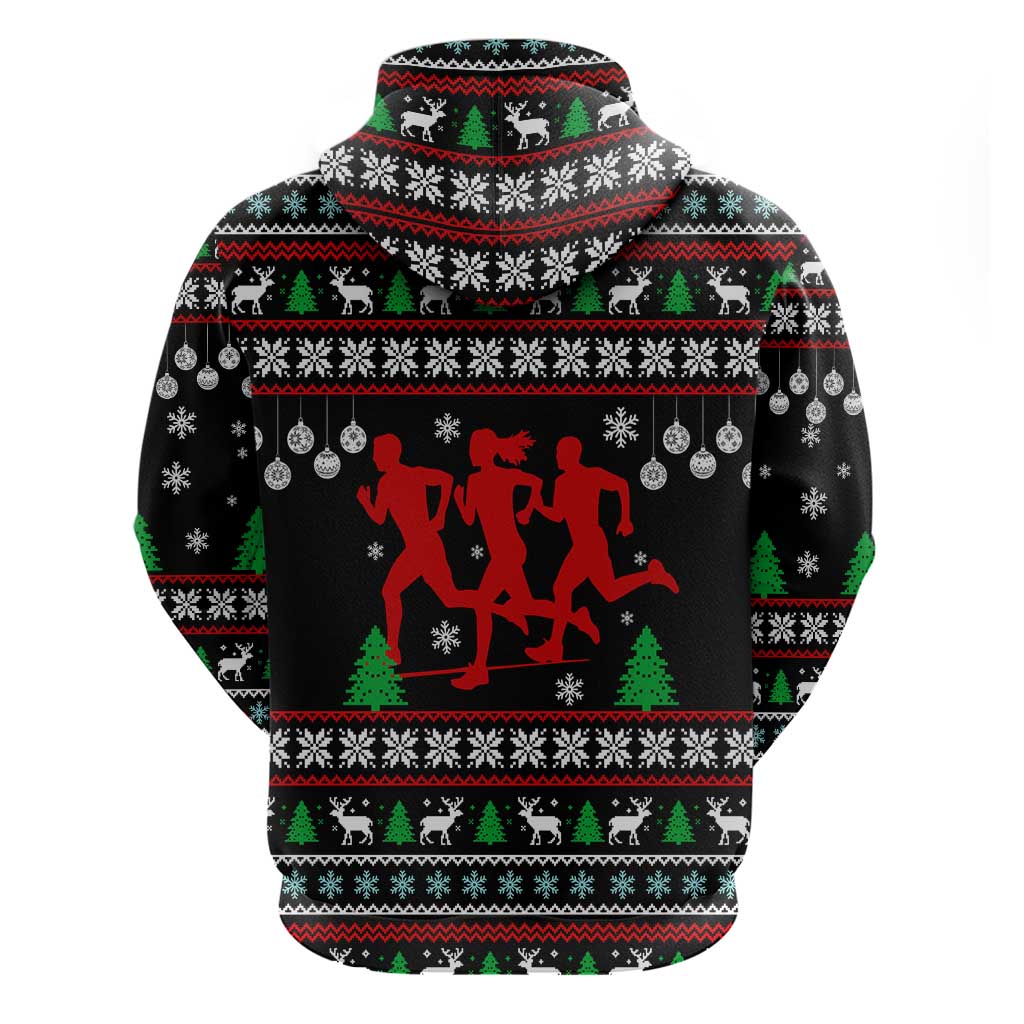 Running Oh What Fun Christmas Zip Hoodie Xmas Holiday Patterns - Wonder Print Shop