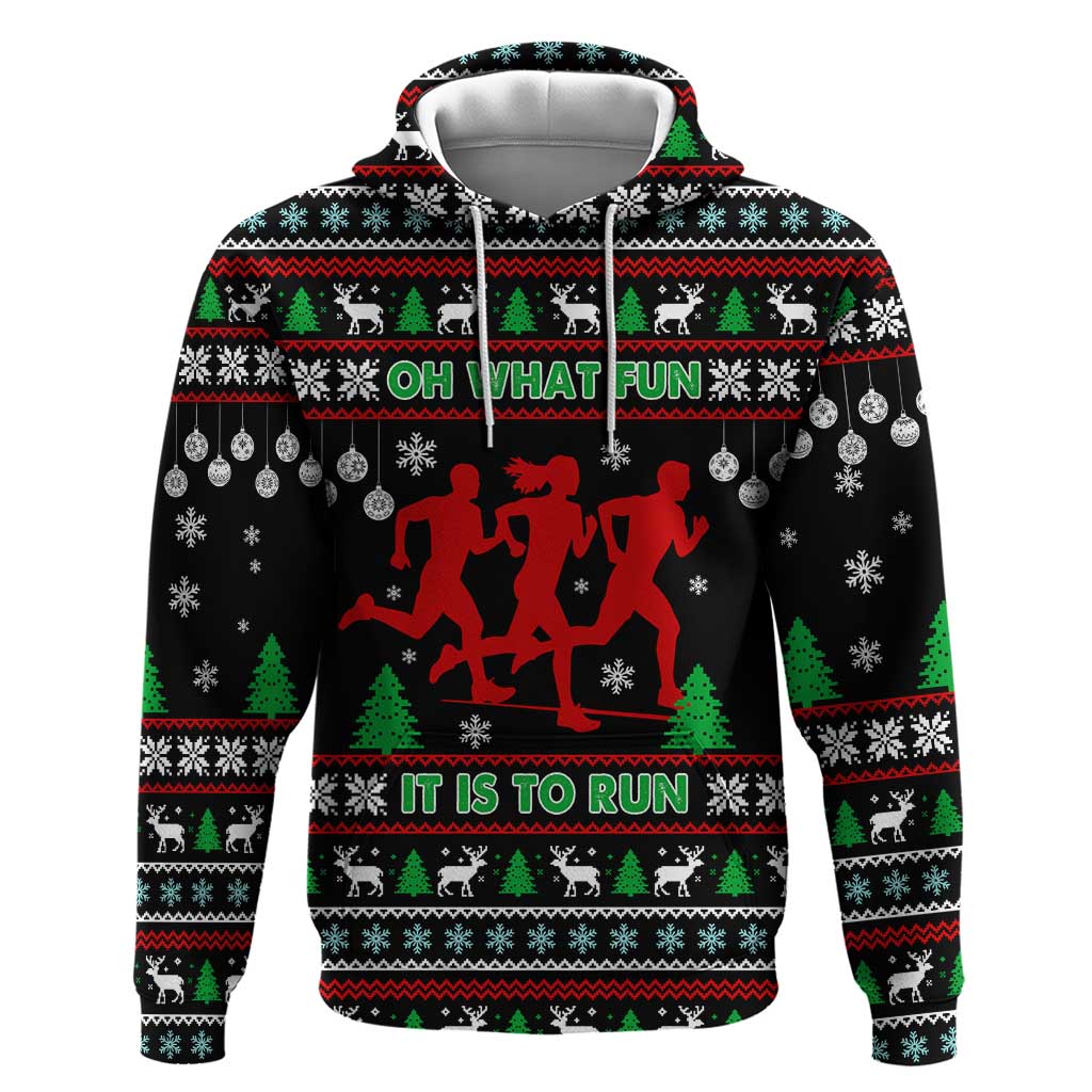 Running Oh What Fun Christmas Zip Hoodie Xmas Holiday Patterns - Wonder Print Shop