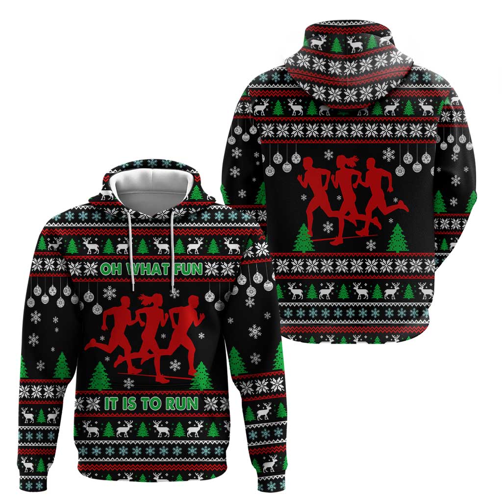 Running Oh What Fun Christmas Zip Hoodie Xmas Holiday Patterns - Wonder Print Shop