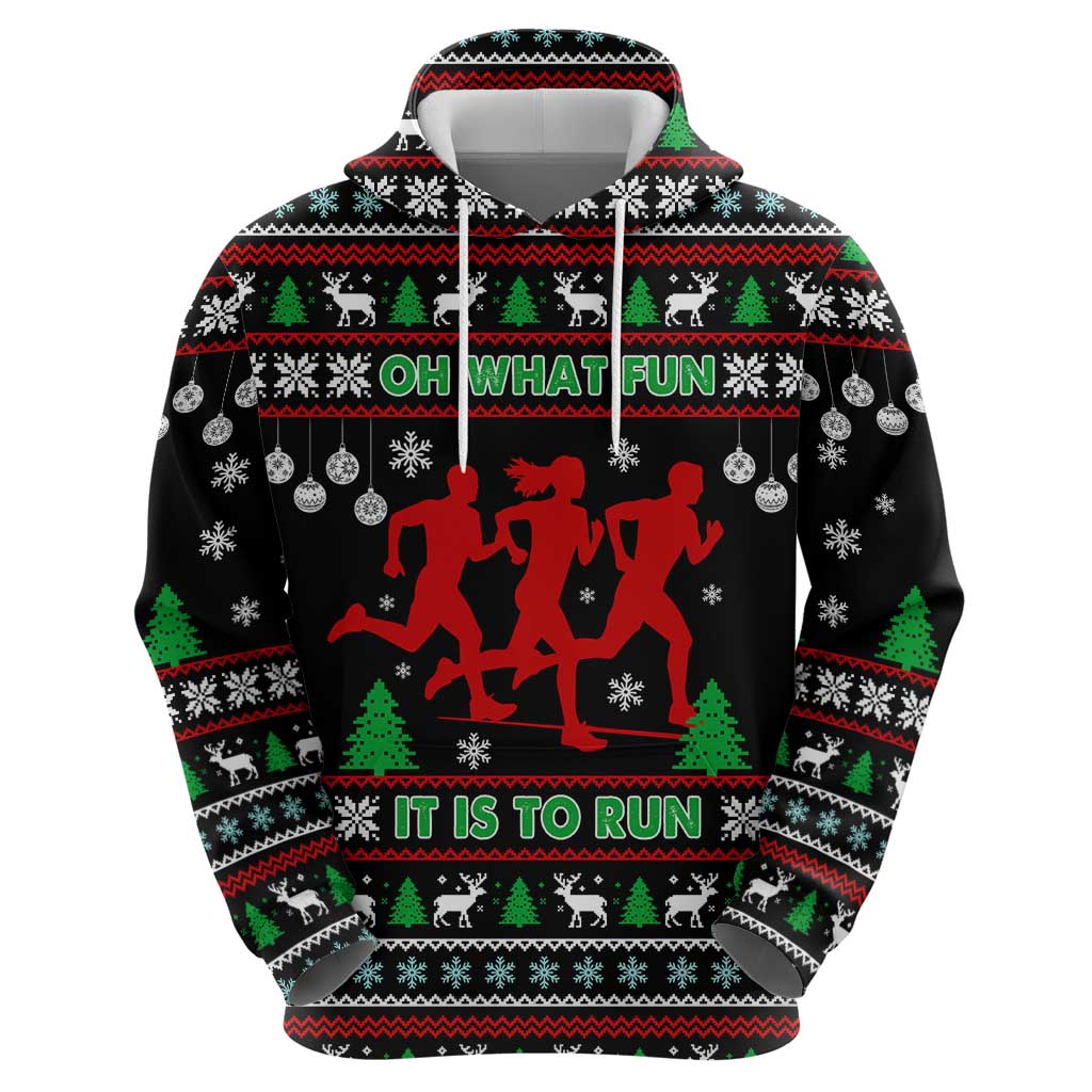 Running Oh What Fun Christmas Zip Hoodie Xmas Holiday Patterns - Wonder Print Shop