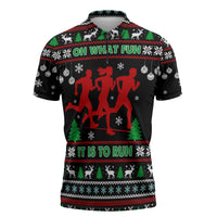 Running Oh What Fun Christmas Zipper Polo Shirt Xmas Holiday Patterns - Wonder Print Shop