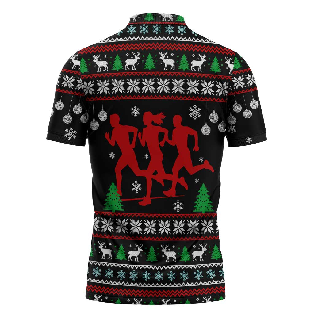 Running Oh What Fun Christmas Zipper Polo Shirt Xmas Holiday Patterns - Wonder Print Shop