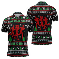 Running Oh What Fun Christmas Zipper Polo Shirt Xmas Holiday Patterns - Wonder Print Shop