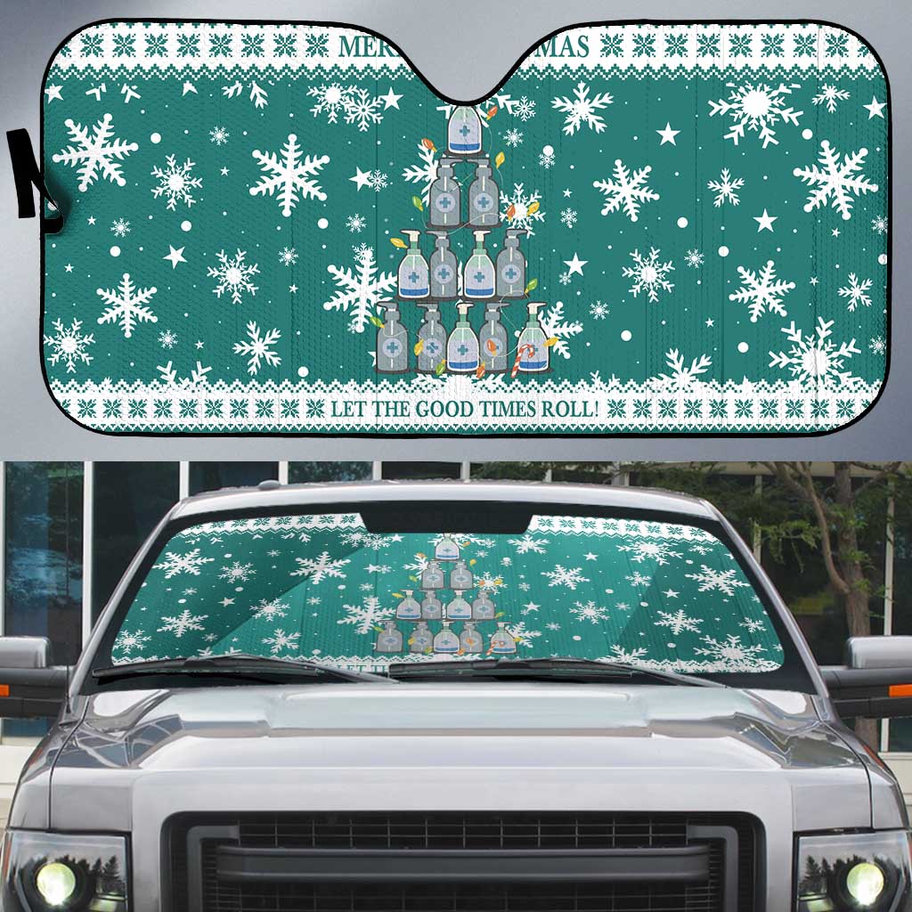 Sanitizer Merry Christmas Auto Sun Shade Xmas Holiday Patterns - Wonder Print Shop
