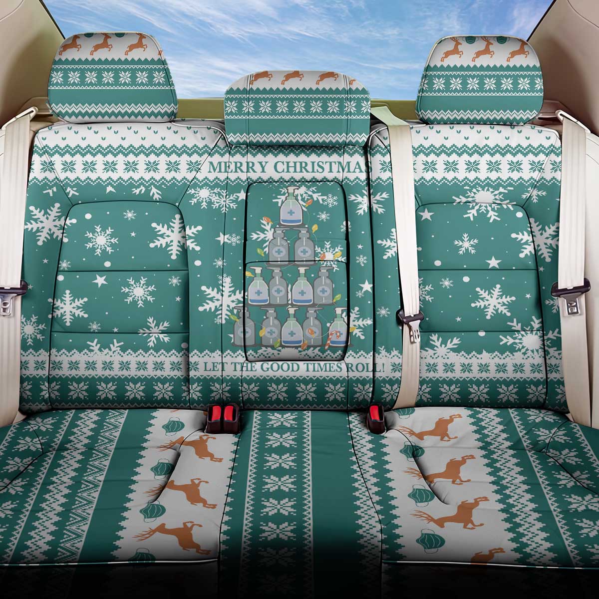 Sanitizer Merry Christmas Back Car Seat Cover Xmas Holiday Patterns - Wonder Print Shop