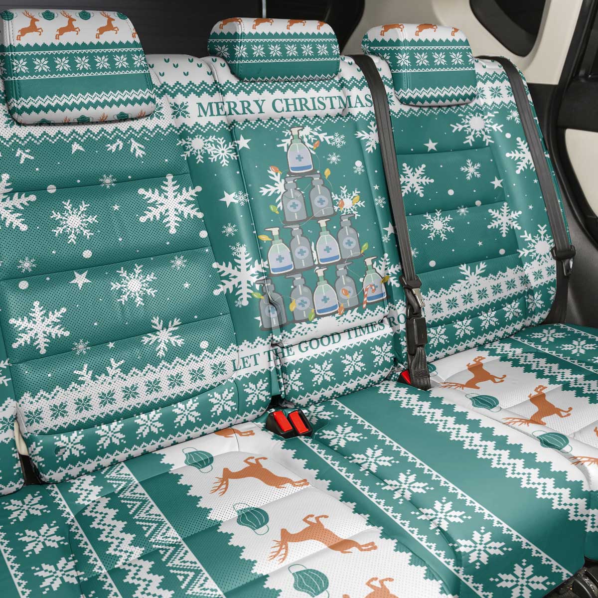 Sanitizer Merry Christmas Back Car Seat Cover Xmas Holiday Patterns - Wonder Print Shop