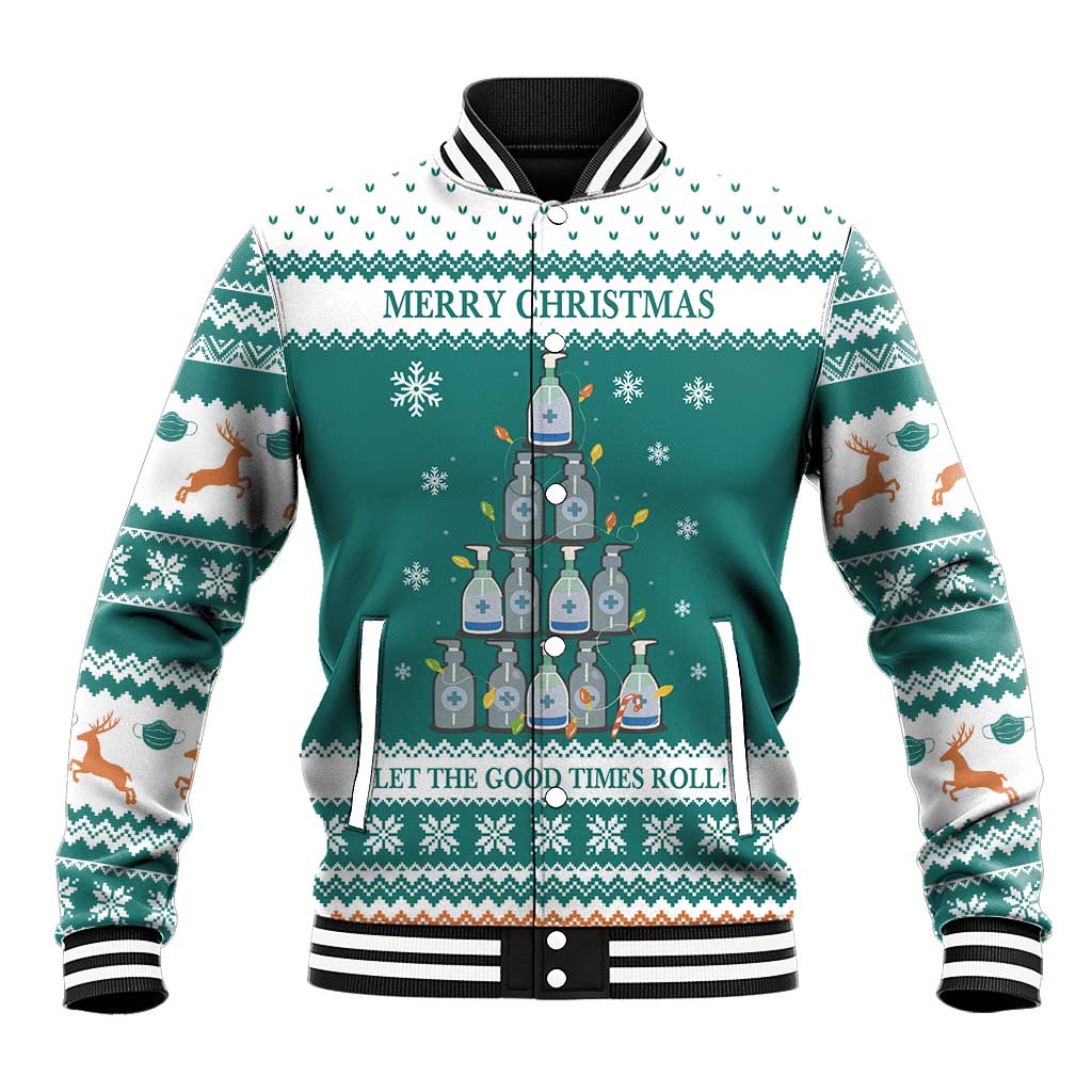 Sanitizer Merry Christmas Baseball Jacket Xmas Holiday Patterns - Wonder Print Shop