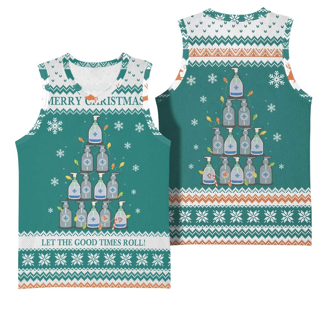 Sanitizer Merry Christmas Basketball Jersey Xmas Holiday Patterns - Wonder Print Shop