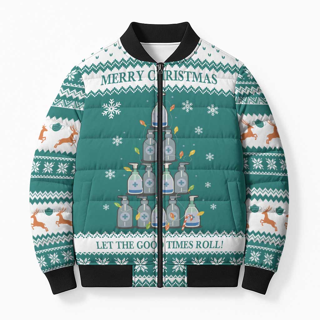 Sanitizer Merry Christmas Bomber Puffer Jacket Xmas Holiday Patterns - Wonder Print Shop