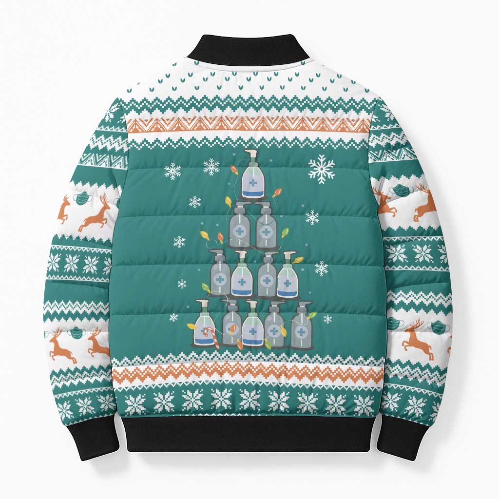 Sanitizer Merry Christmas Bomber Puffer Jacket Xmas Holiday Patterns - Wonder Print Shop