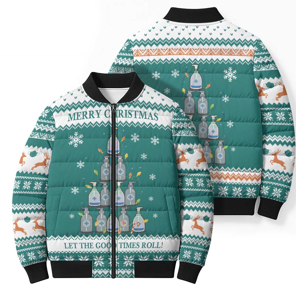 Sanitizer Merry Christmas Bomber Puffer Jacket Xmas Holiday Patterns - Wonder Print Shop