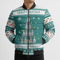 Sanitizer Merry Christmas Bomber Puffer Jacket Xmas Holiday Patterns - Wonder Print Shop