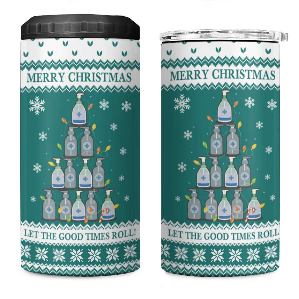 Sanitizer Merry Christmas 4 in 1 Can Cooler Tumbler Xmas Holiday Patterns - Wonder Print Shop