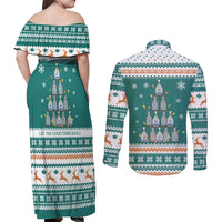 Sanitizer Merry Christmas Couples Matching Off Shoulder Maxi Dress and Long Sleeve Button Shirt Xmas Holiday Patterns - Wonder Print Shop