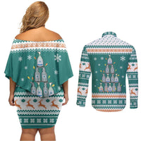Sanitizer Merry Christmas Couples Matching Off Shoulder Short Dress and Long Sleeve Button Shirt Xmas Holiday Patterns - Wonder Print Shop