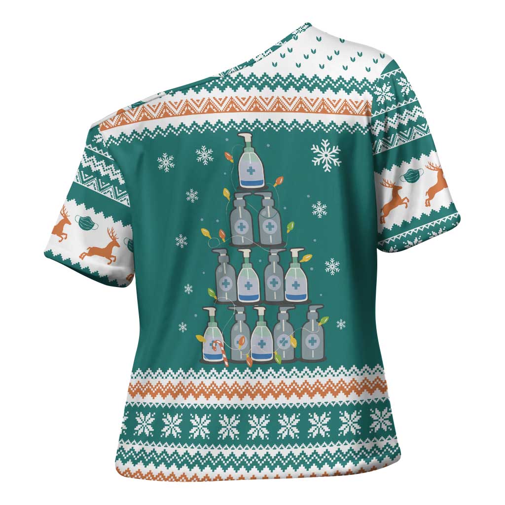 Sanitizer Merry Christmas Cross Shoulder Shirt Xmas Holiday Patterns - Wonder Print Shop