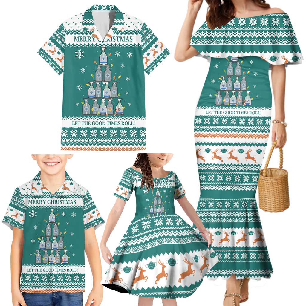 Sanitizer Merry Christmas Family Matching Mermaid Dress and Hawaiian Shirt Xmas Holiday Patterns - Wonder Print Shop