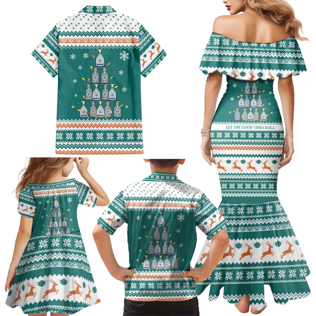 Sanitizer Merry Christmas Family Matching Mermaid Dress and Hawaiian Shirt Xmas Holiday Patterns - Wonder Print Shop