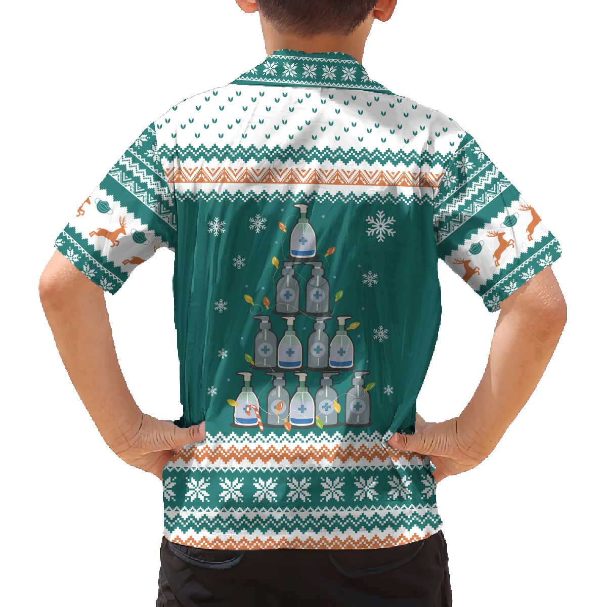 Sanitizer Merry Christmas Family Matching Off The Shoulder Long Sleeve Dress and Hawaiian Shirt Xmas Holiday Patterns - Wonder Print Shop