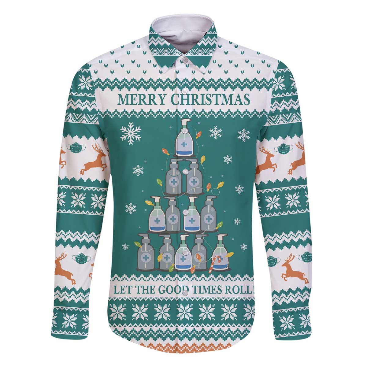 Sanitizer Merry Christmas Family Matching Off The Shoulder Long Sleeve Dress and Hawaiian Shirt Xmas Holiday Patterns - Wonder Print Shop