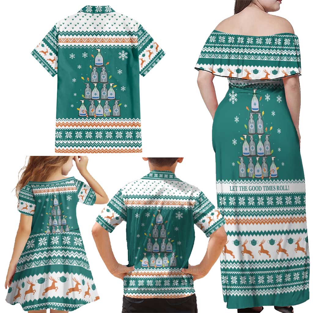 Sanitizer Merry Christmas Family Matching Off Shoulder Maxi Dress and Hawaiian Shirt Xmas Holiday Patterns - Wonder Print Shop