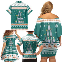 Sanitizer Merry Christmas Family Matching Off Shoulder Short Dress and Hawaiian Shirt Xmas Holiday Patterns - Wonder Print Shop