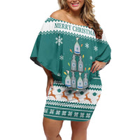 Sanitizer Merry Christmas Family Matching Off Shoulder Short Dress and Hawaiian Shirt Xmas Holiday Patterns - Wonder Print Shop