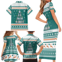 Sanitizer Merry Christmas Family Matching Short Sleeve Bodycon Dress and Hawaiian Shirt Xmas Holiday Patterns - Wonder Print Shop
