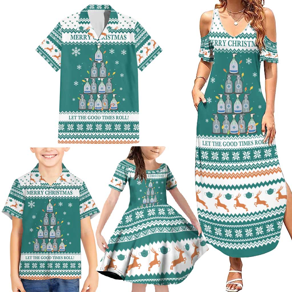 Sanitizer Merry Christmas Family Matching Summer Maxi Dress and Hawaiian Shirt Xmas Holiday Patterns - Wonder Print Shop
