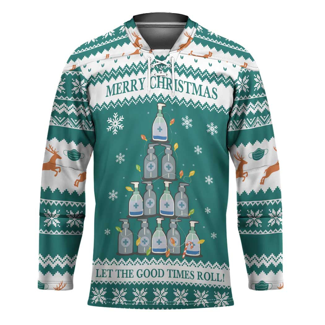 Sanitizer Merry Christmas Hockey Jersey Xmas Holiday Patterns - Wonder Print Shop
