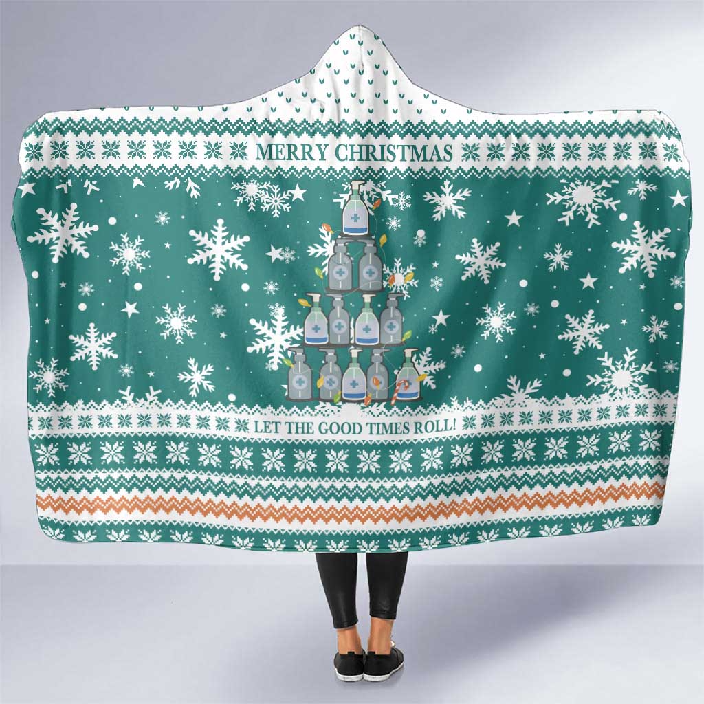 Sanitizer Merry Christmas Hooded Blanket Xmas Holiday Patterns - Wonder Print Shop