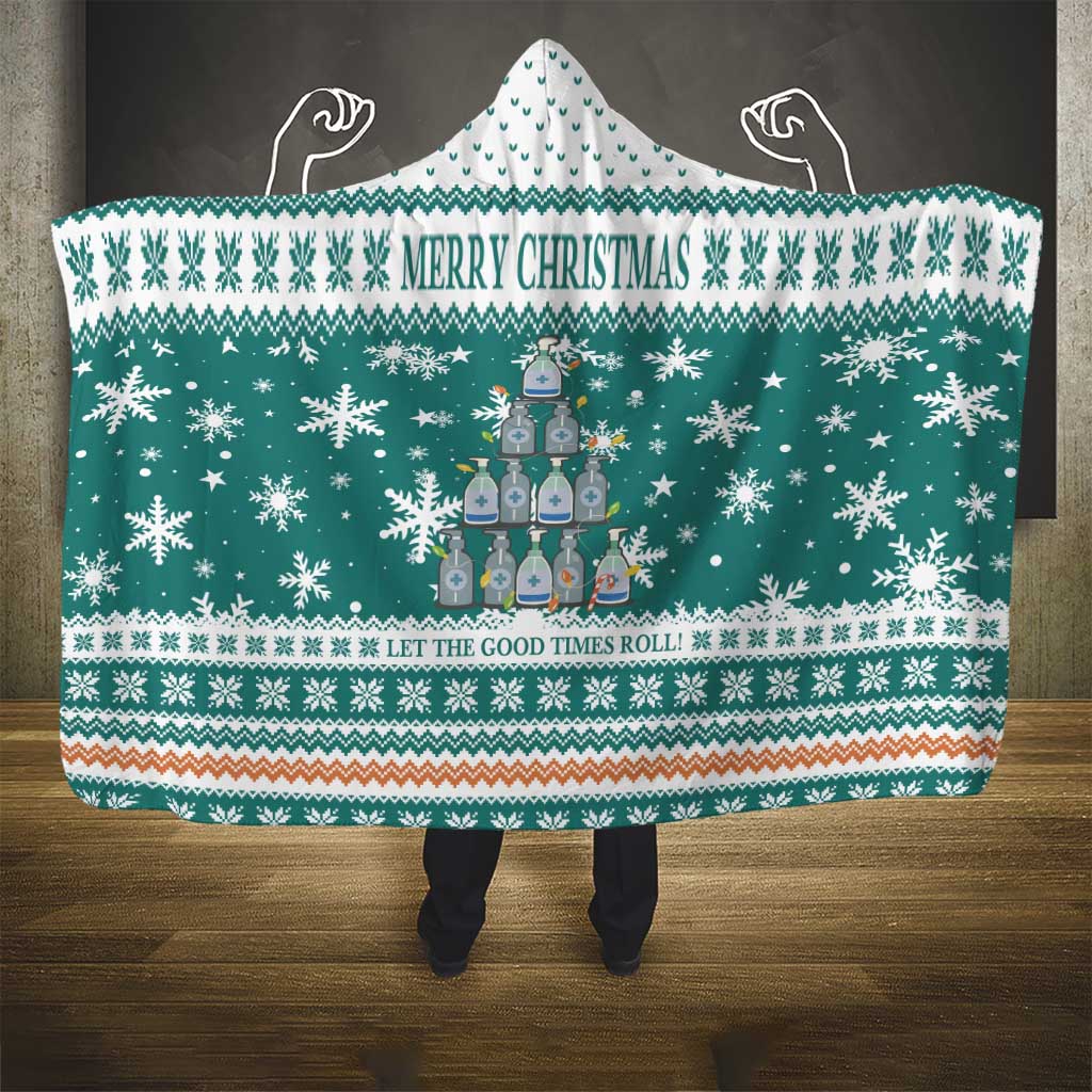 Sanitizer Merry Christmas Hooded Blanket Xmas Holiday Patterns - Wonder Print Shop